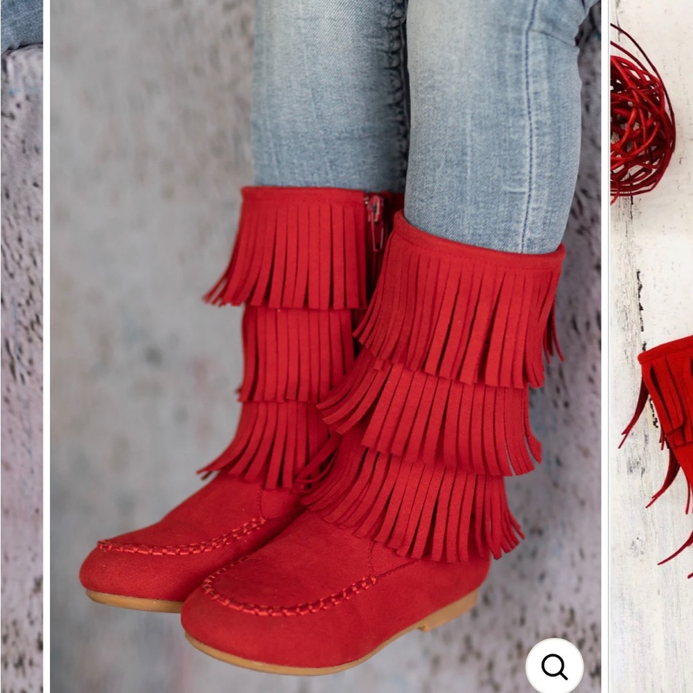 Girls Suede Tiered Fringe Boots By Liv & Mia. Toddler’s Size 6